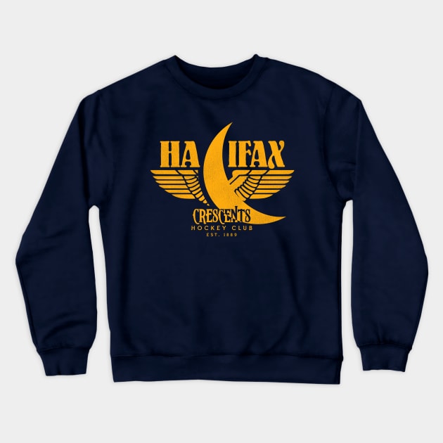 Defunct Halifax Crescents Hockey Team Crewneck Sweatshirt by Defunctland